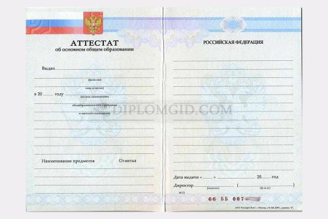 аттестат за 9 класс 2007-2009